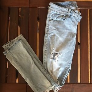 american eagle skinny destroyed jeans